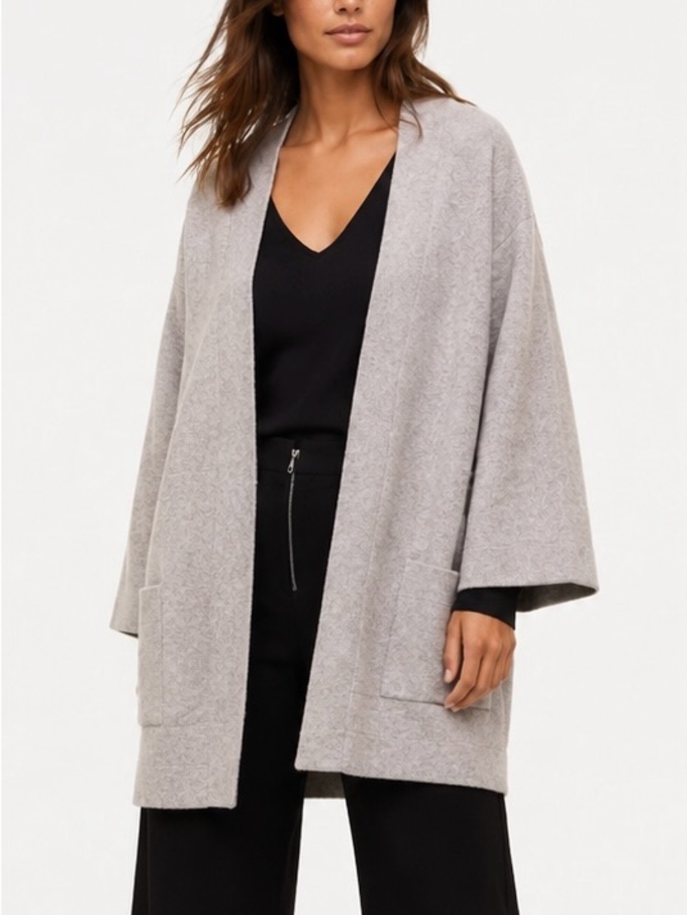 Wilfred Light Gray Open-Front Kimono Cardigan
